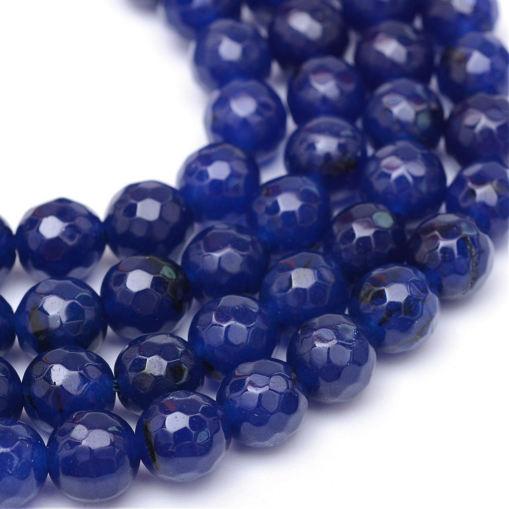 Uniq Perler Glas Perler 6 mm facetteret glas perler, mørk blå