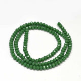 Glass beads, Green, Faceted, 3x2mm