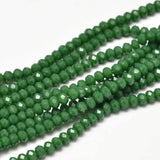 Glass beads, Green, Faceted, 3x2mm