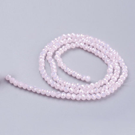 Uniq Perler Glas Perler Rosa glas perler, facetteret  3-3,5 mm