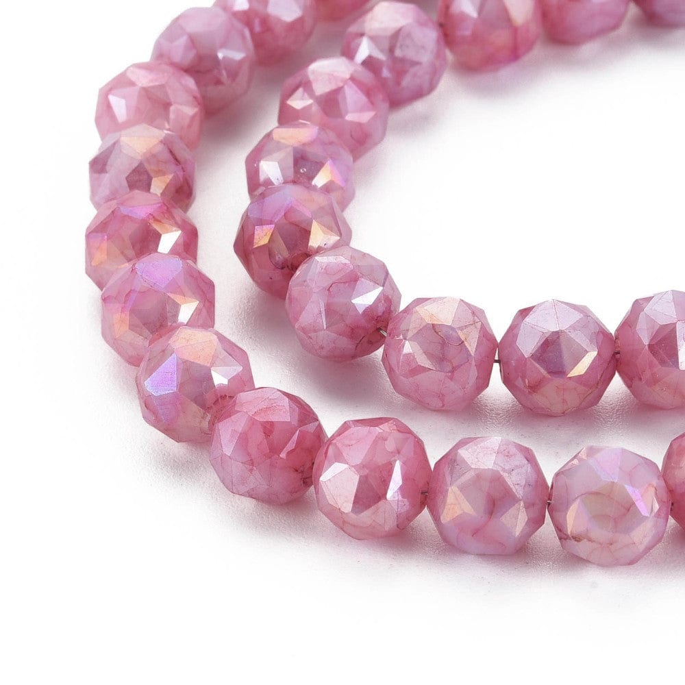 Uniq Perler glasperler Facetteret glas perler, rosa str. 7,5x8 mm