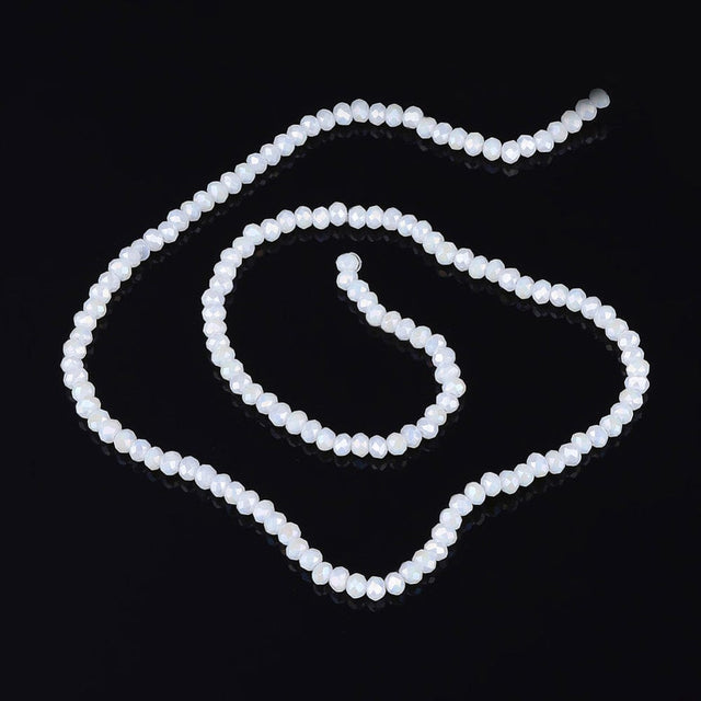 Uniq Perler glasperler Hvide glas perler, facetteret  3-3,5 mm