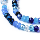 Uniq Perler glasperler Rondel glas perler, blå nuancer, 4,5x3,5 mm