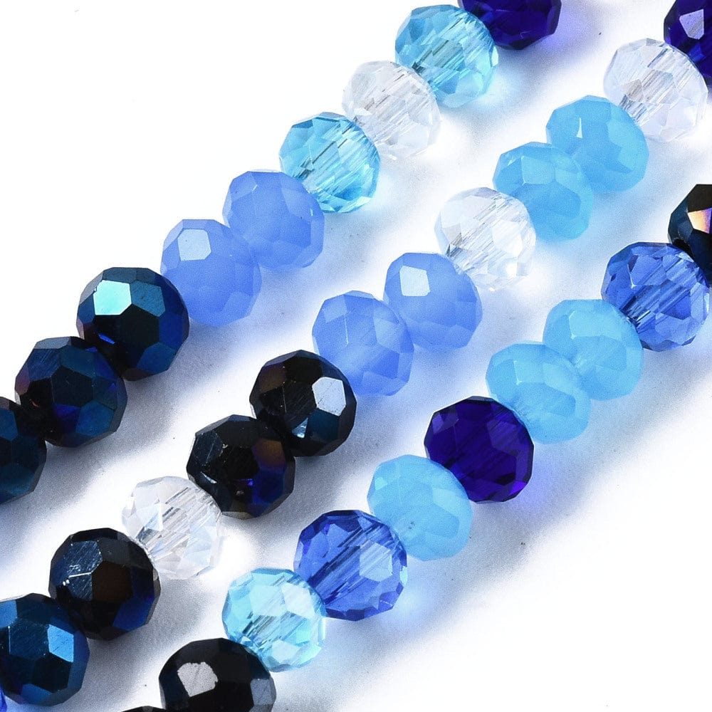 Uniq Perler glasperler Rondel glas perler, blå nuancer, 4,5x3,5 mm
