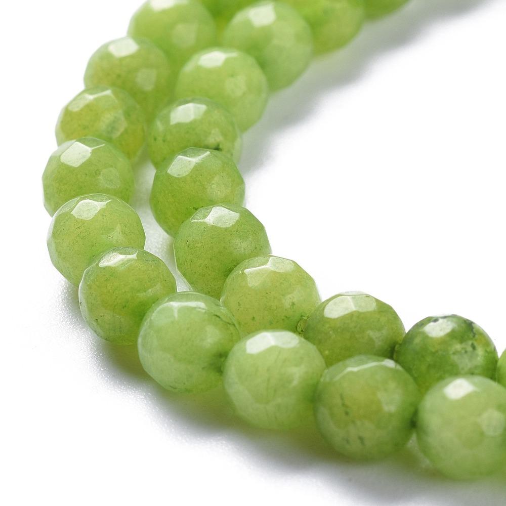 Uniq Perler Jade 6 mm facetteret jade perler, Lime