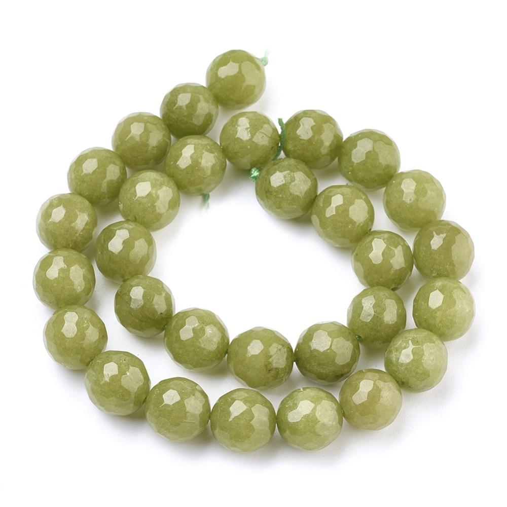 Uniq Perler Jade Facetteret Malaysia Jade, str 8 mm - Lime grøn