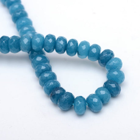 Uniq Perler Jade White Jade facetteret rondel perler, blå 6x5 mm