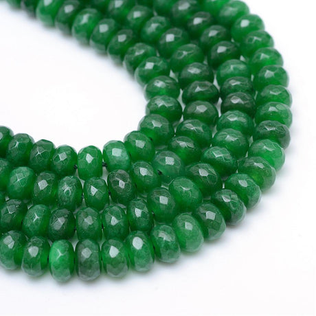Uniq Perler Jade White Jade facetteret rondel perler, grøn 8x6 mm