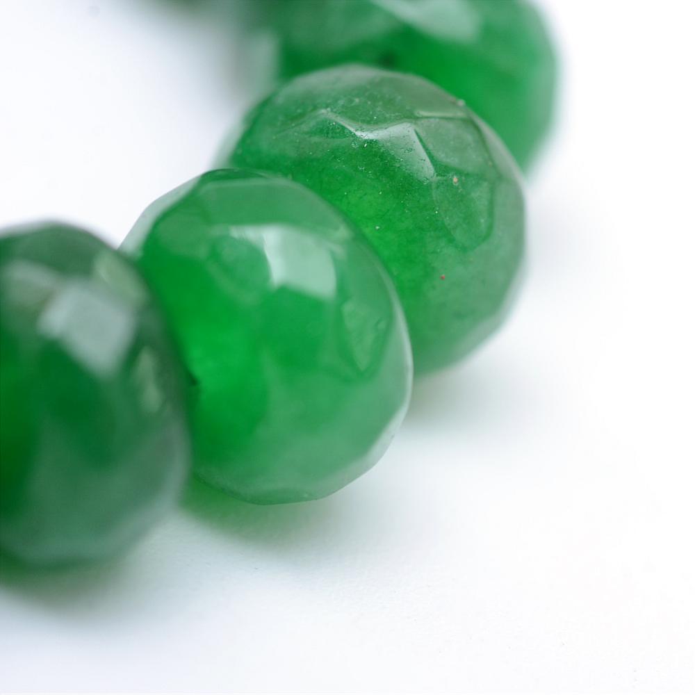 Uniq Perler Jade White Jade facetteret rondel perler, grøn 8x6 mm