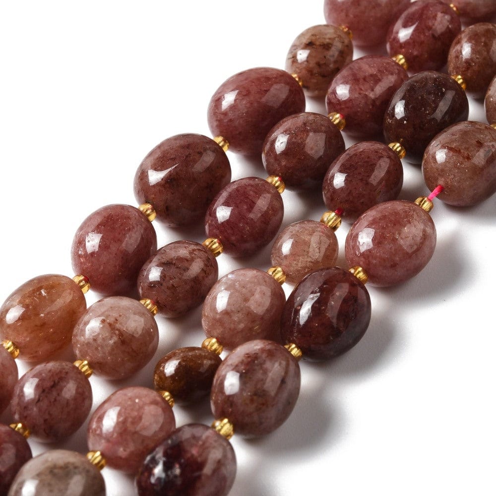 Uniq Perler kvarts perler 9,5x19 mm jordbær kvarts perler