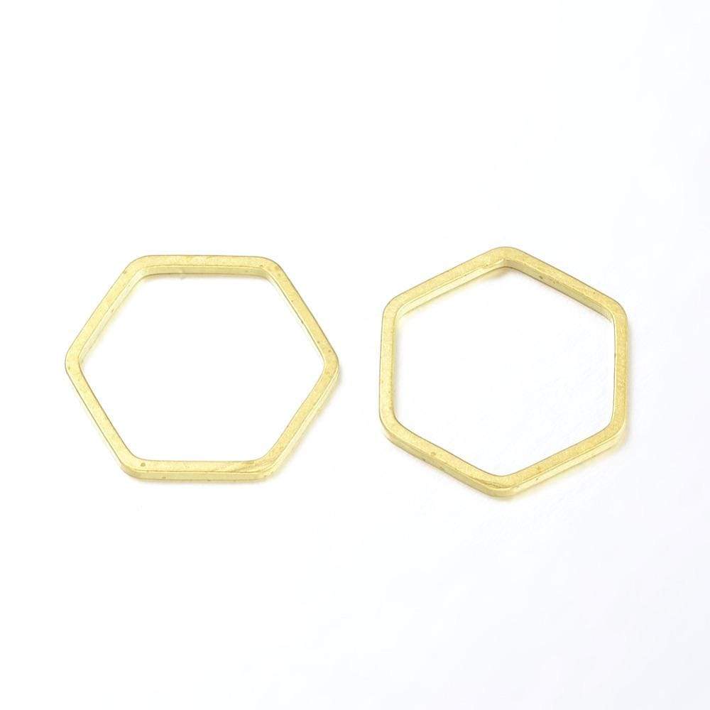 Hexagon Forgyldt, 20x15mm, 5 Stk.