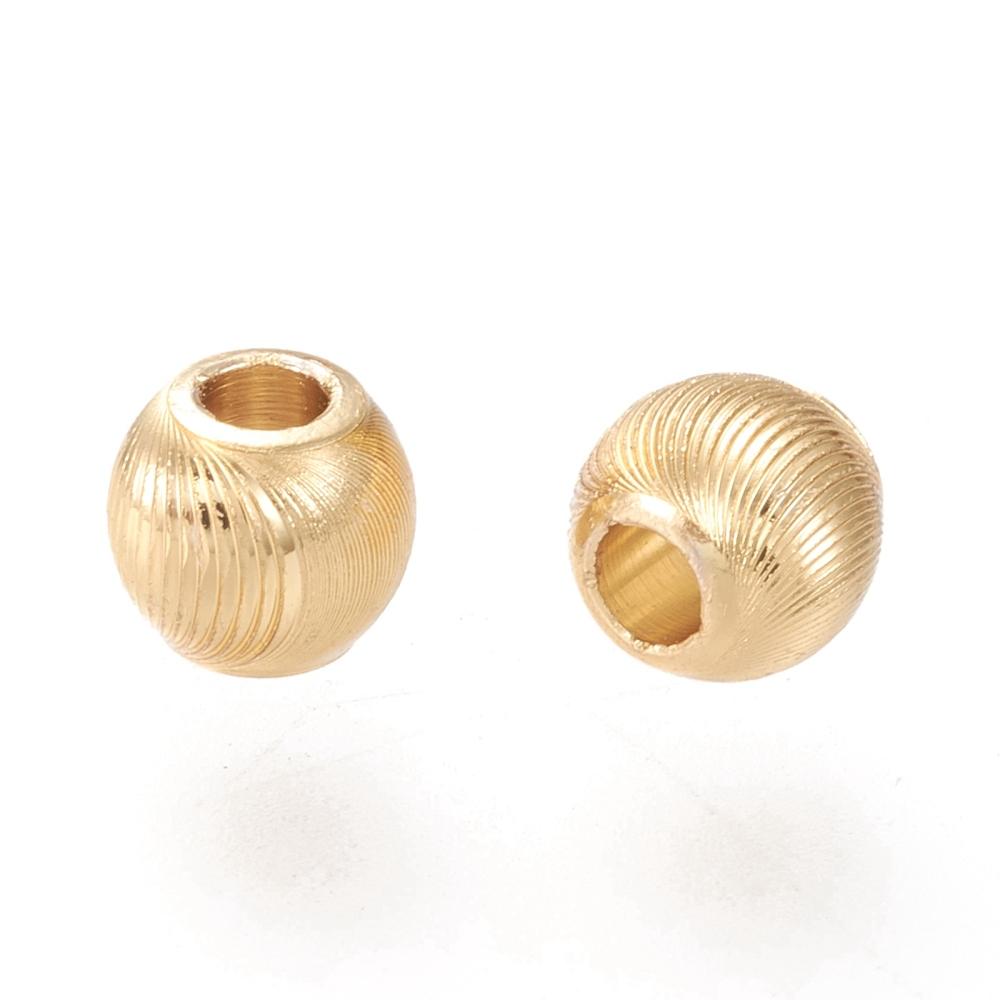 Uniq Perler Metal perler 10 stk forgyldte messing perler med struktur 5,5x5 mm