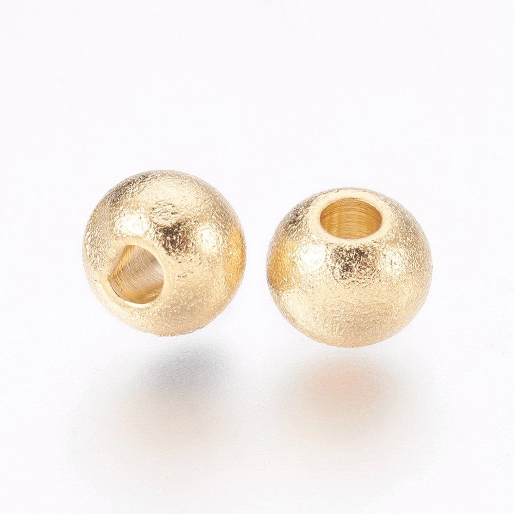 Uniq Perler Metal perler 10 stk. forgyldte stål perler med struktur 4x3 mm