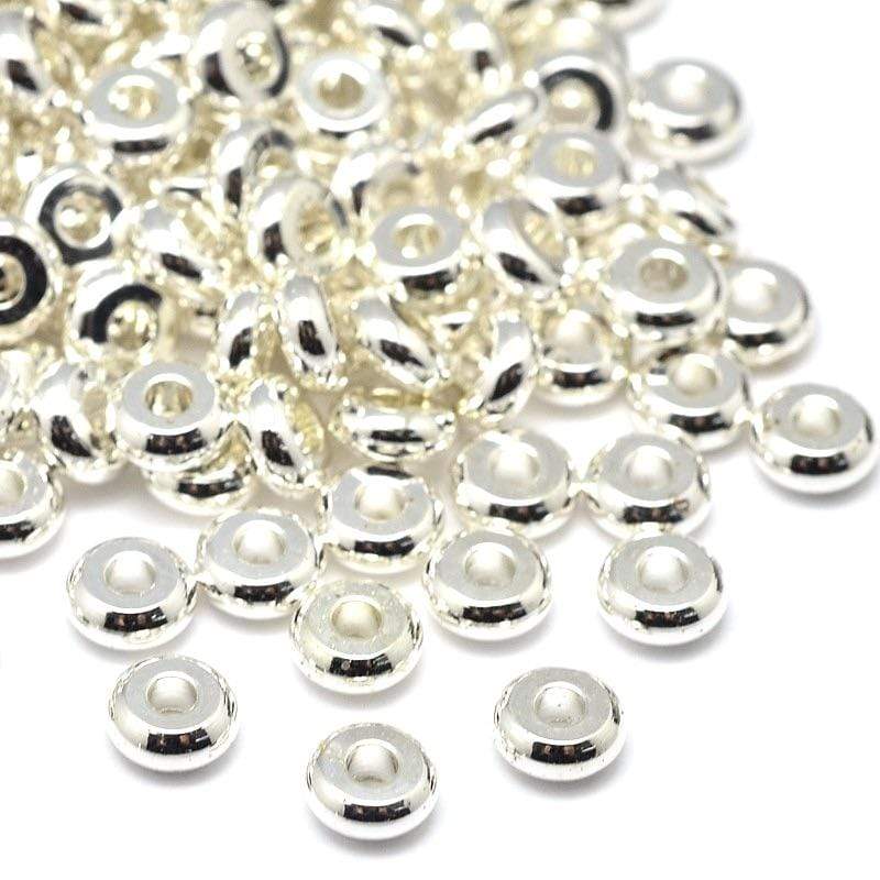 Uniq Perler Metal perler 10 stk forsølvet messing perler str. 4 x 1,5 mm