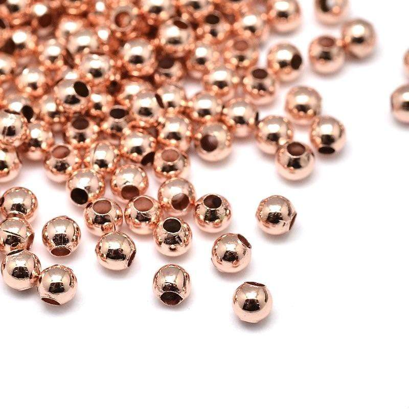Metal Beads, Rosegold, 2mm, 20 pcs