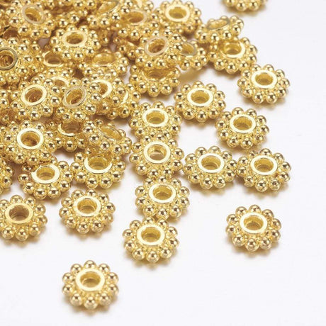 Uniq Perler Metal perler 20 stk. 6,5 forgyldte daisy perler.