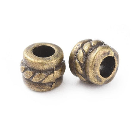 Uniq Perler Metal perler 20 stk antik bronze perle med lille mønster str. 5x4 mm