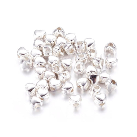 Uniq Perler Metal perler 20 stk. forsølvet metal hjerter 3x4 mm