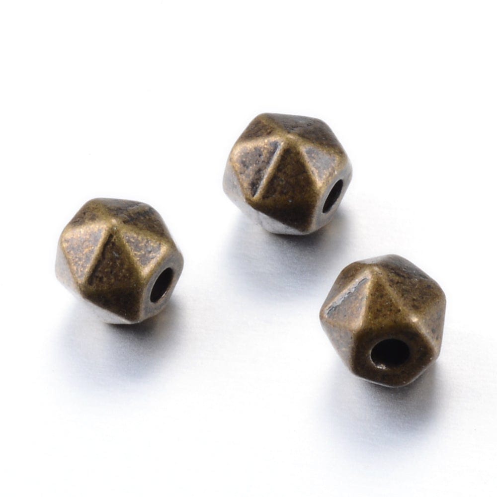 Uniq Perler Metal perler 25 stk. antik farvet facetteret metal perler 5x4 mm