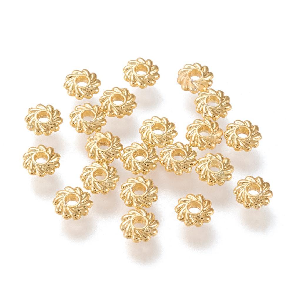 Uniq Perler Metal perler 25 stk forgyldt messing perler, blomst str 4,8x1,8 mm