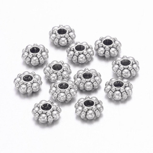 Uniq Perler  Metal perler 25 stk mellemleds perler/antikforsølvet