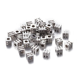 Uniq Perler Metal perler 25 stk. platiniums farvet kube perle str. 4x4x4 mm