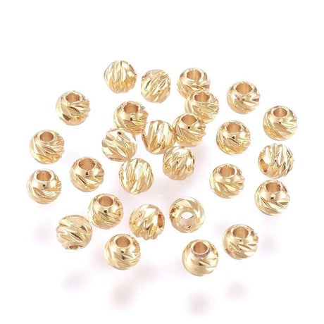 Uniq Perler Metal perler 3,5-4 mm forgyldte perler med mønster, 25 stk.