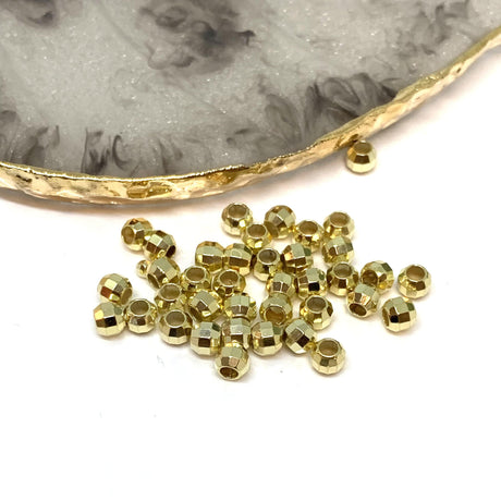 Uniq Perler metal perler 4 mm perle med mønster/forgyldt sterling sølv, 5 stk.