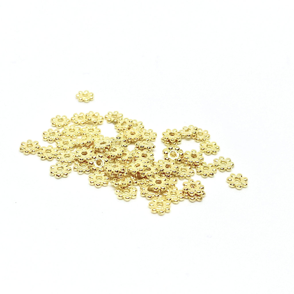 Uniq Perler Metal perler Forgyldt daizy mellemled, 4 mm, 50 stk.