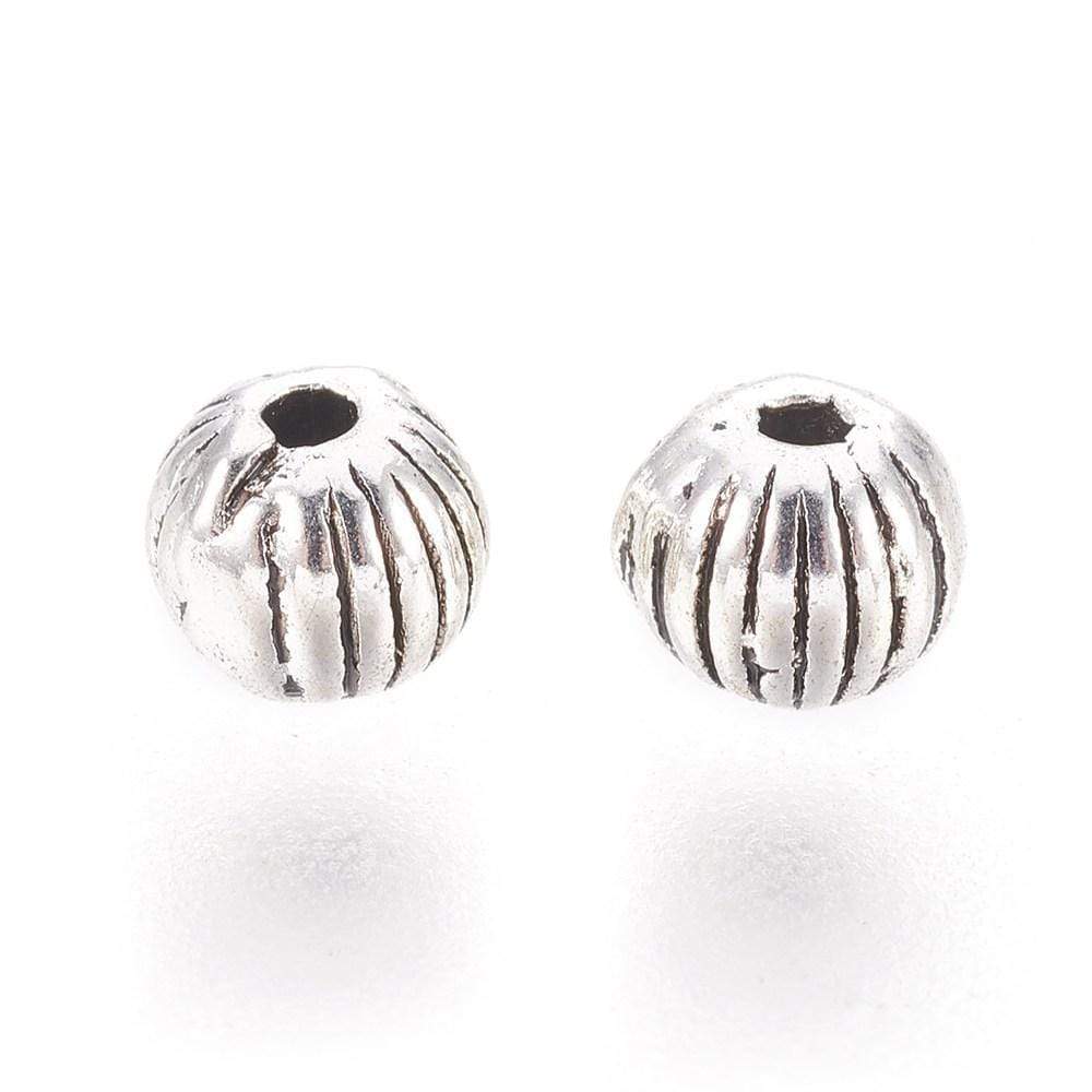Uniq Perler Metal perler Forsølvet / 4 Tibetan metal perler, 4 mm,  20 stk