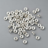 Uniq Perler Metal perler Forsølvet 6 mm rondeller med klar sten. 50 stk.