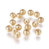 Steel Beads, Round, 24K Gold Plated, 4x3.5mm, 20 Pcs