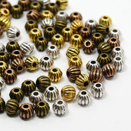 Uniq Perler Metal perler Rillede perler (Farvemix), flere størrelser, 25 stk.