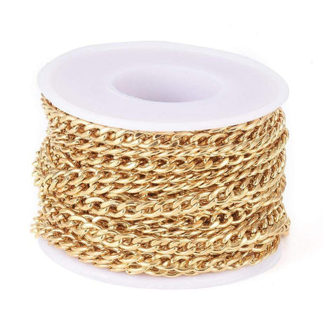 Chunky Armor Chain, Gold Plated Steel, 7x4.5x2mm