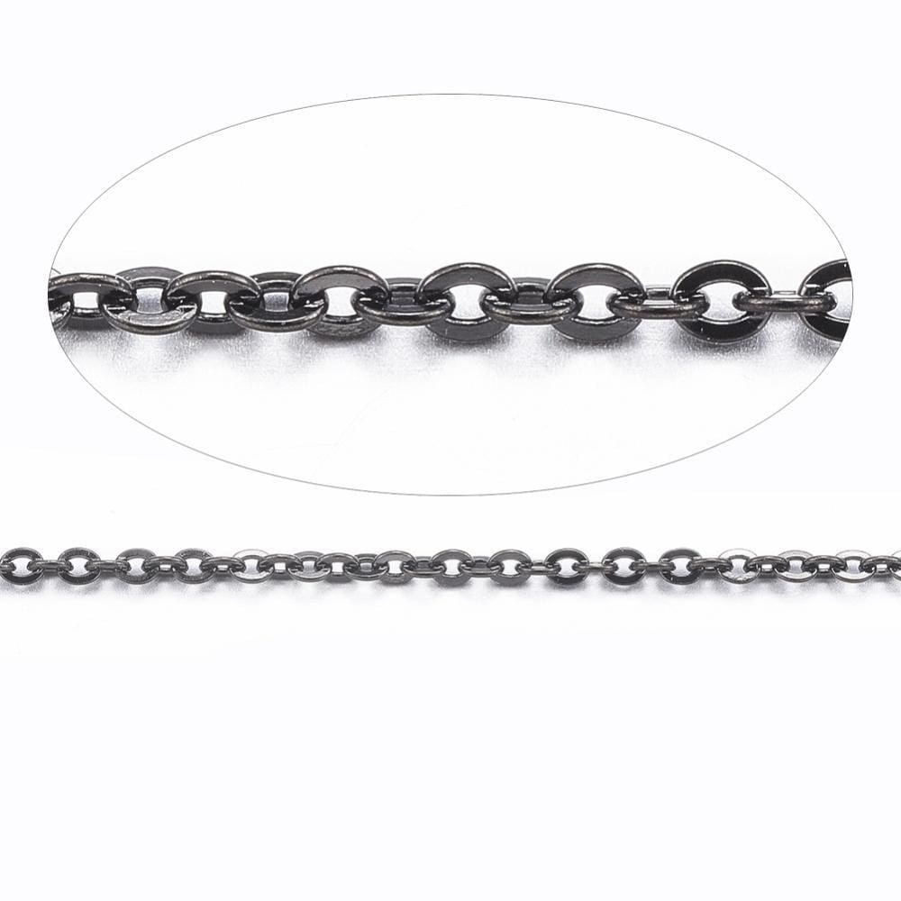 Uniq Perler Metervarer etc. Mørk/sort stål kæde- 1,5x1,3 x 0,3