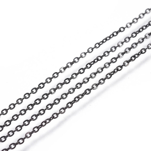 Uniq Perler Metervarer etc. Mørk/sort stål kæde- 1,5x1,3 x 0,3