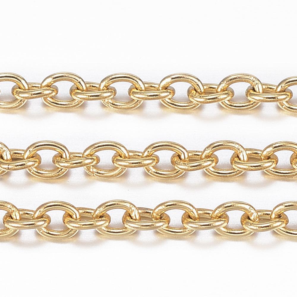 Classic Oval Chain, 18K Gold Plated Steel, 2.5x2x0.5m