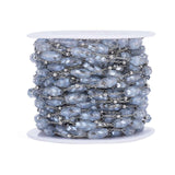 Uniq Perler metervarer Stål kæde med facetteret glas perler, elektroplatede.