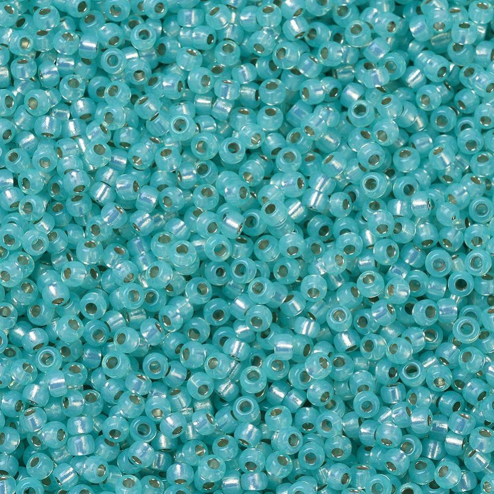 Uniq Perler miyuki beads 0571 Miyuki Rocailles, Dyed sea green Silverlined 11/0