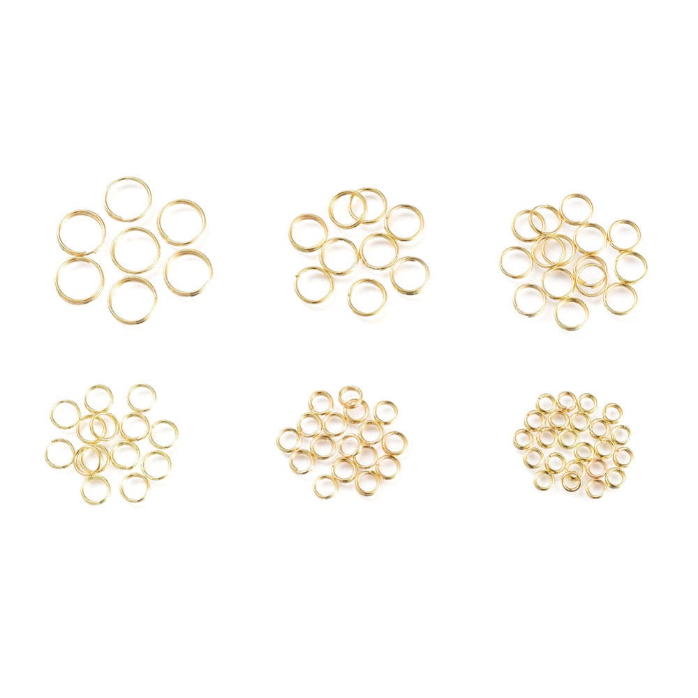 Uniq Perler o-ringe 100 stk. Forgyldt split ringe mix størrelser 4-10 mm