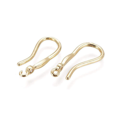 Ear hooks with zirconia stone, gold plated, 18x2.5mm