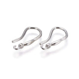 Ear Hooks With Zirconia Stones, Platinum Colored, 18x2.5mm