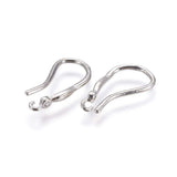 Ear Hooks With Zirconia Stones, Platinum Colored, 18x2.5mm