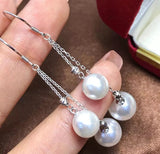 Uniq Perler ørestikkere Forgyldt sterling sølv ørekrog med kæde vedhæng