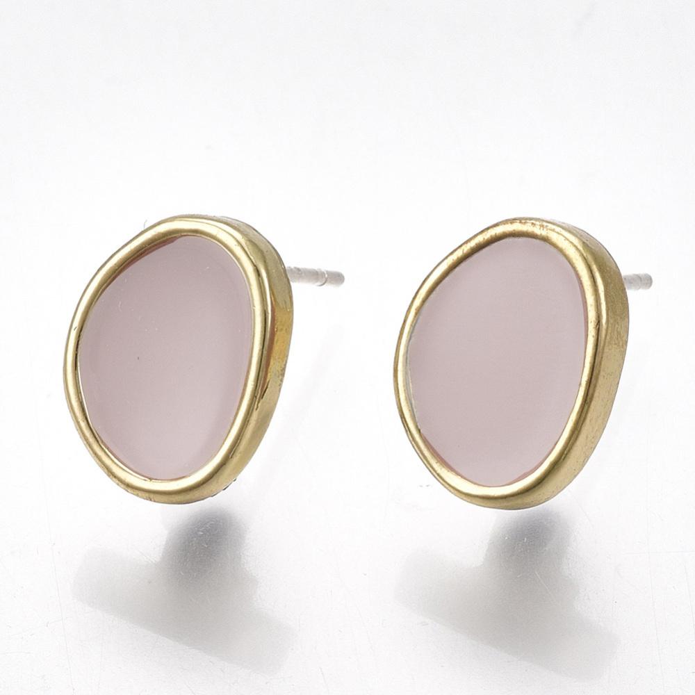 Uniq Perler ørestikkere Ørestikkere med rosa emalje 11,5x9 mm