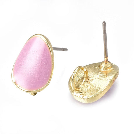 Uniq Perler ørestikkere Ørestikkere med rosa emalje 12x8 mm