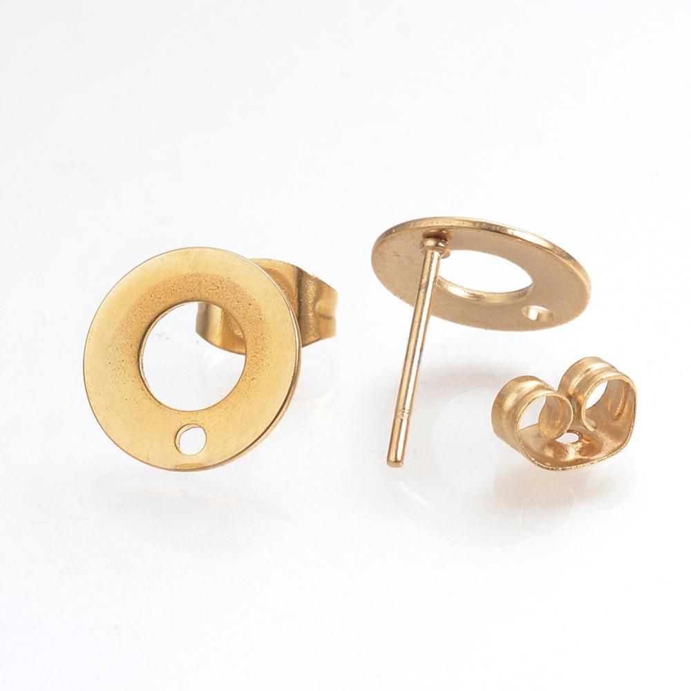 Round Gold Plated Steel Stud Earrings