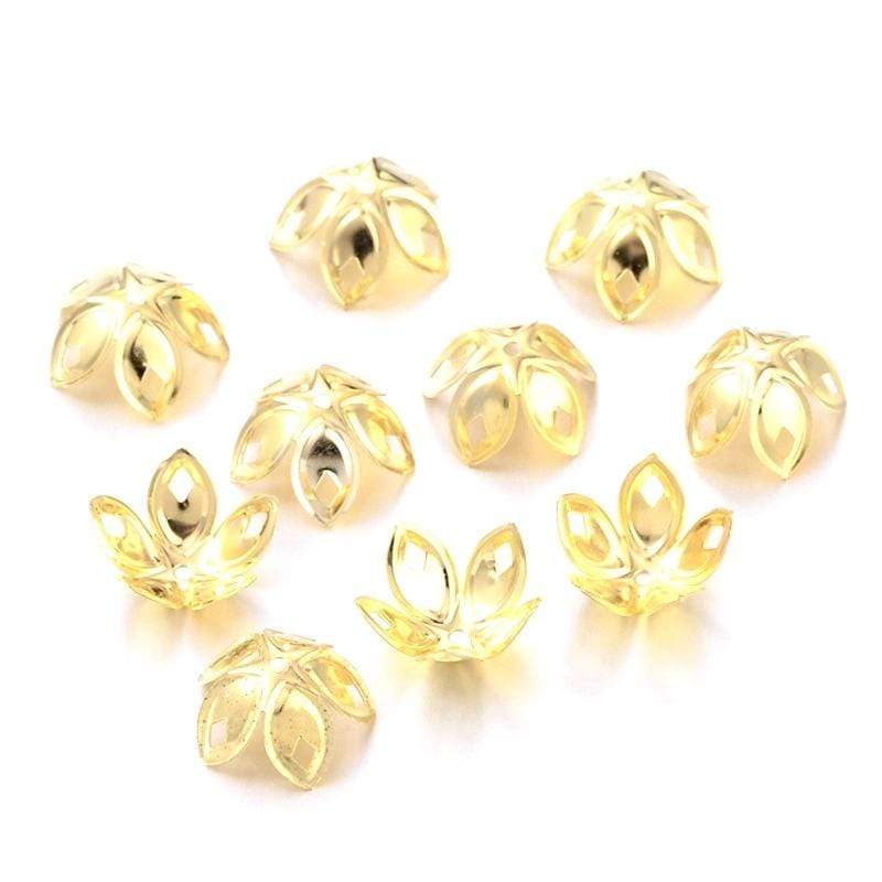 Pearl caps, Gold-plated, 9x18mm, 10 pcs