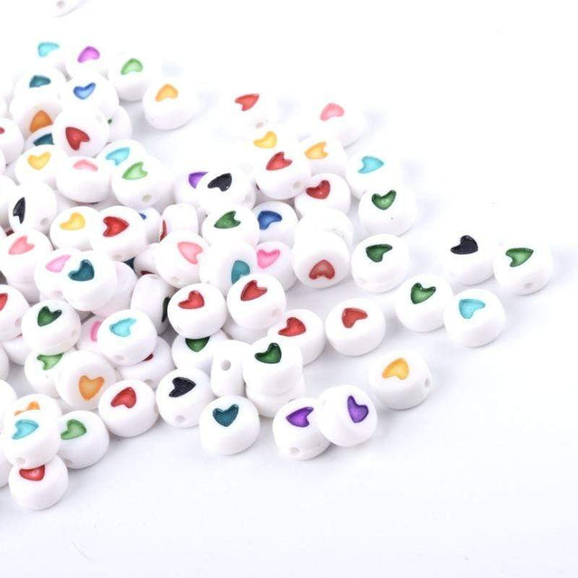 Uniq Perler Resin/akryl til pålimning Akryl perler med farverige hjerter 7x7x3 mm