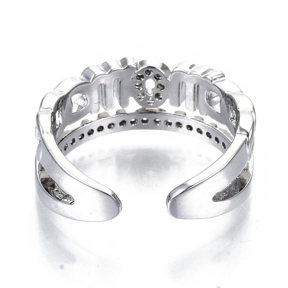 Uniq Perler Ring Forsølvet regulerbar ring med zirkonia sten